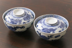 明治～大正期　輪島塗　沈金蒔絵　木製　菊梅竹図　艶やかな質感が美しい蓋付お椀6客セット(漆器、漆芸、金彩、和食器)(R-077231)