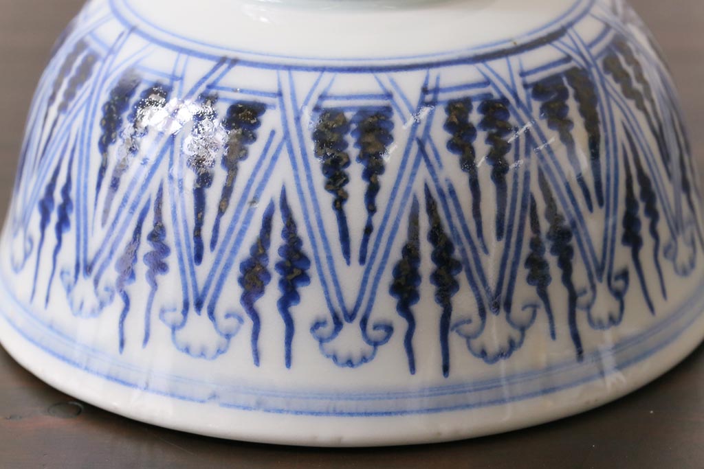 古民具・骨董　幕末明治期　味のある絵柄のアンティーク蓋付茶碗2客セット(和食器)(1)