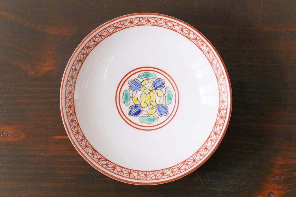 幕末明治期　赤絵染付　味わいある絵柄の蓋茶碗2客セット(和食器)(1)