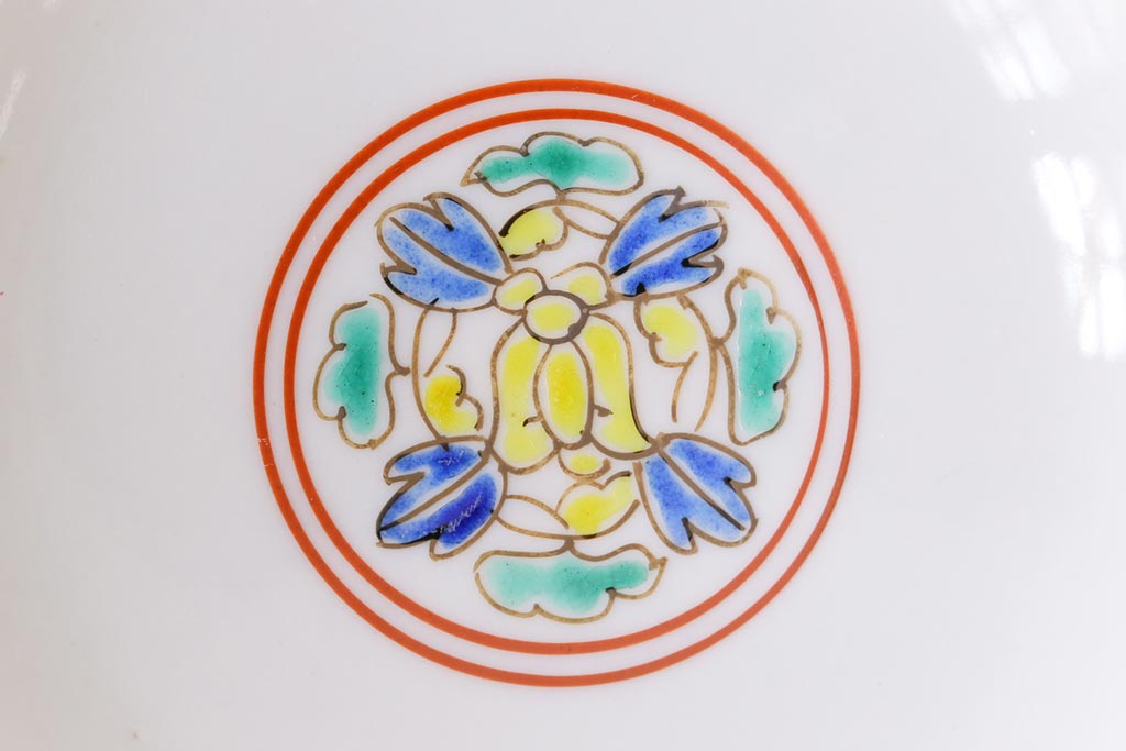 幕末明治期　赤絵染付　味わいある絵柄の蓋茶碗2客セット(和食器)(1)