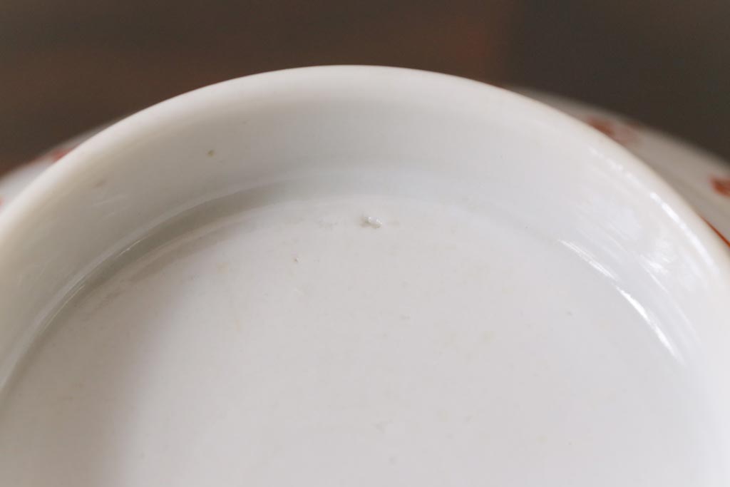 幕末明治期　赤絵染付　味わいある絵柄の蓋茶碗2客セット(和食器)(1)