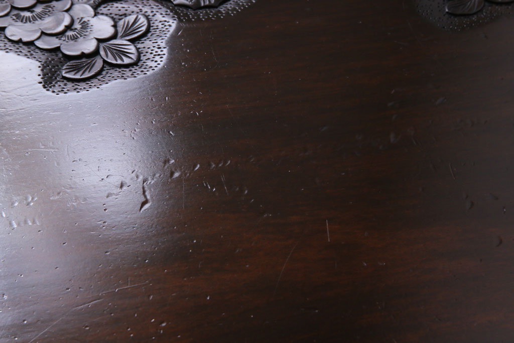アンティーク家具　特注品　激レア!　華やかさが際立つ軽井沢彫りバタフライテーブル(エクステンションテーブル、ダイニングテーブル)