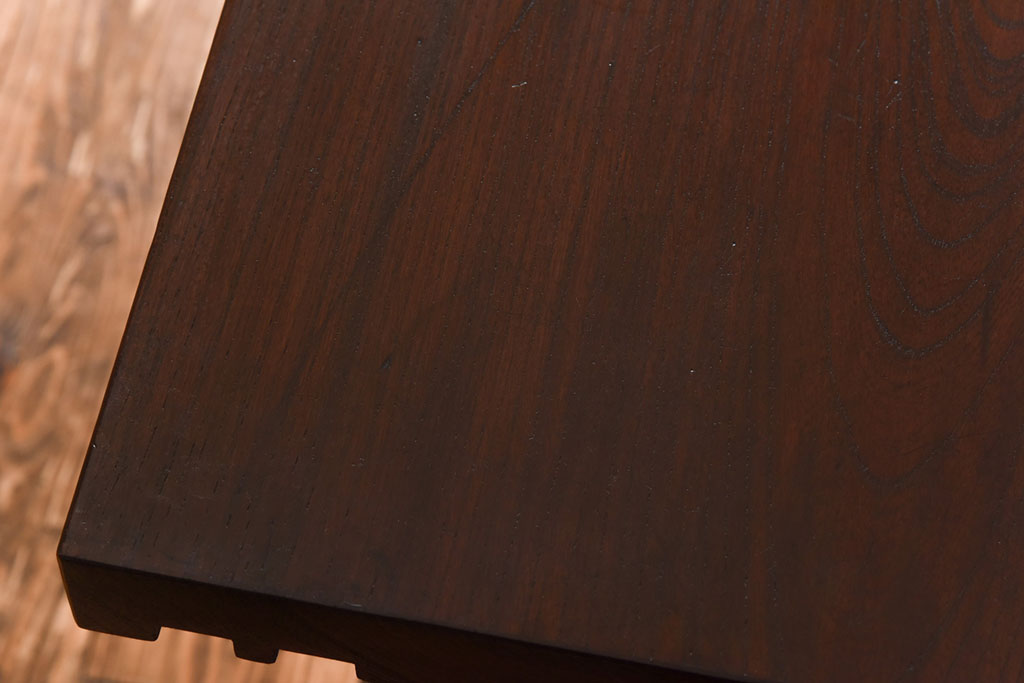 和製アンティーク　リメイク　ケヤキ材一枚板　味のある座面が魅力の鉄脚ベンチ(板座チェア、椅子)