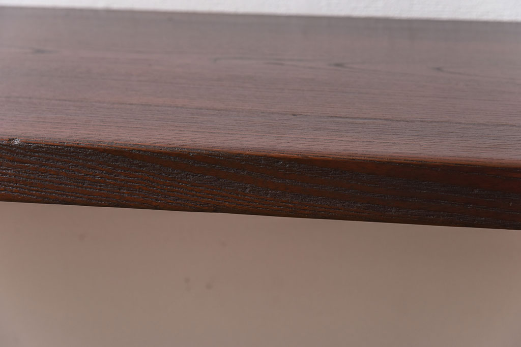 和製アンティーク　リメイク　ケヤキ材一枚板　味のある座面が魅力の鉄脚ベンチ(板座チェア、椅子)