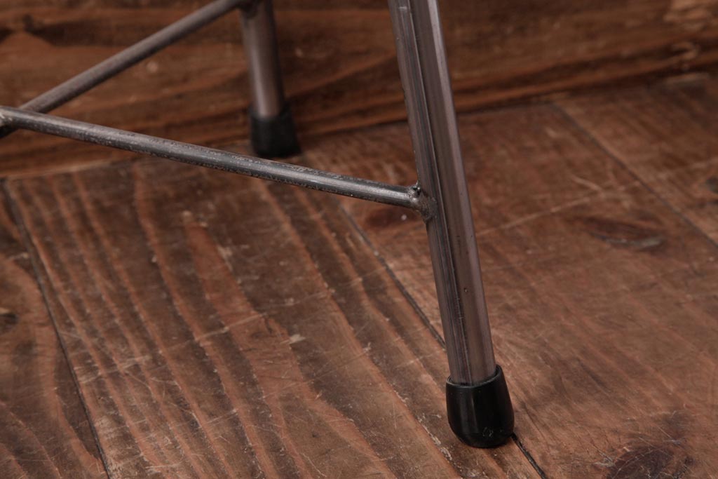 ラフジュ工房オリジナル　細身の鉄脚が格好いい丸スツール(チェア、椅子)