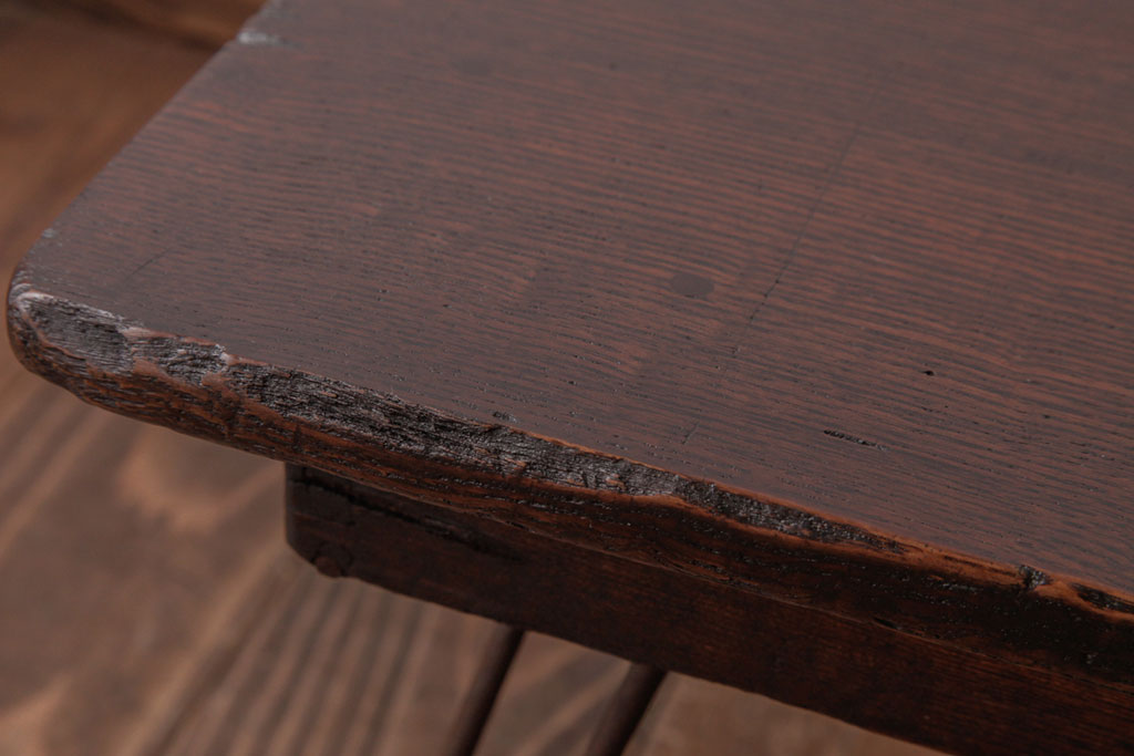 レトロ家具　昭和レトロ　栗材一枚板　ジャンクな雰囲気が渋いちゃぶ台(座卓、ローテーブル)