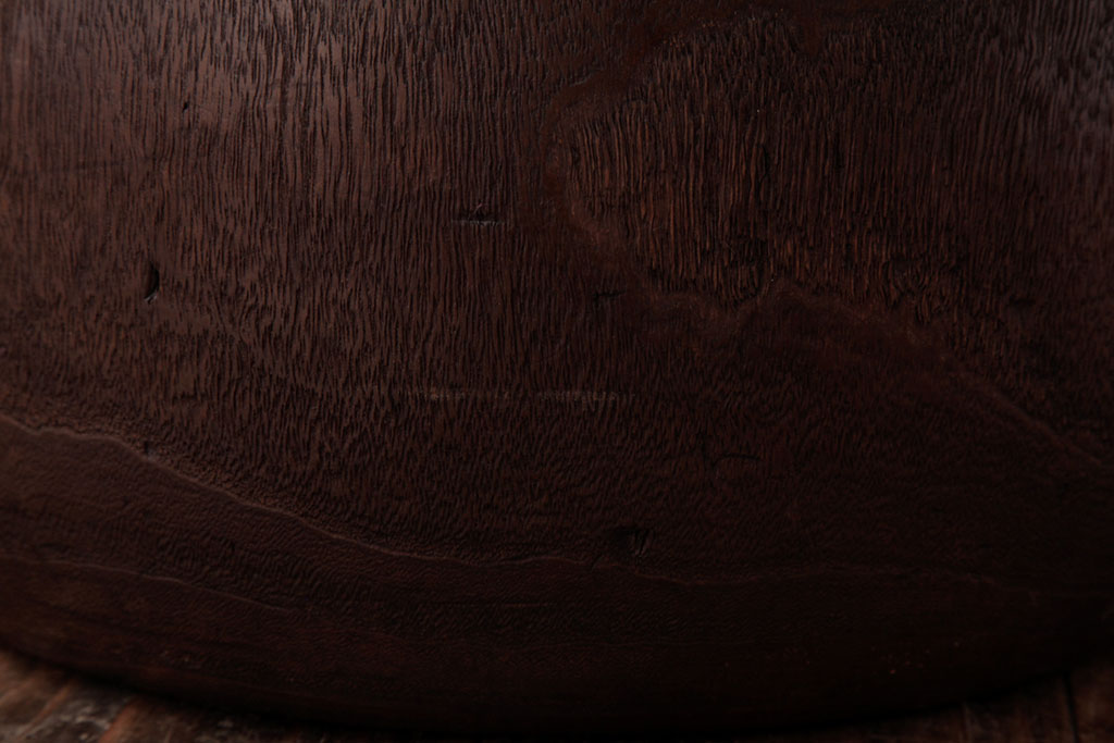 アンティーク雑貨　和製アンティーク　桐材製　古い木の質感が味わい深いくり抜き火鉢(2)