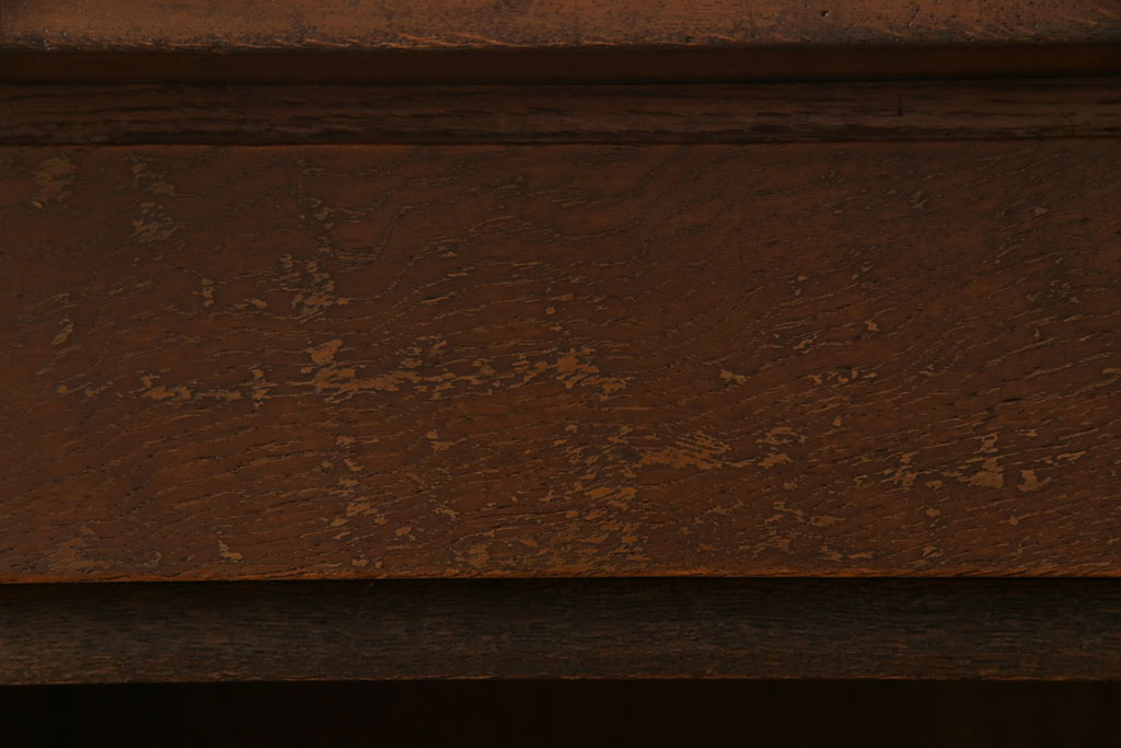 レトロ家具　昭和レトロ　ナラ材　収納力にも優れた薄型の片袖机(カウンターテーブル、作業台)
