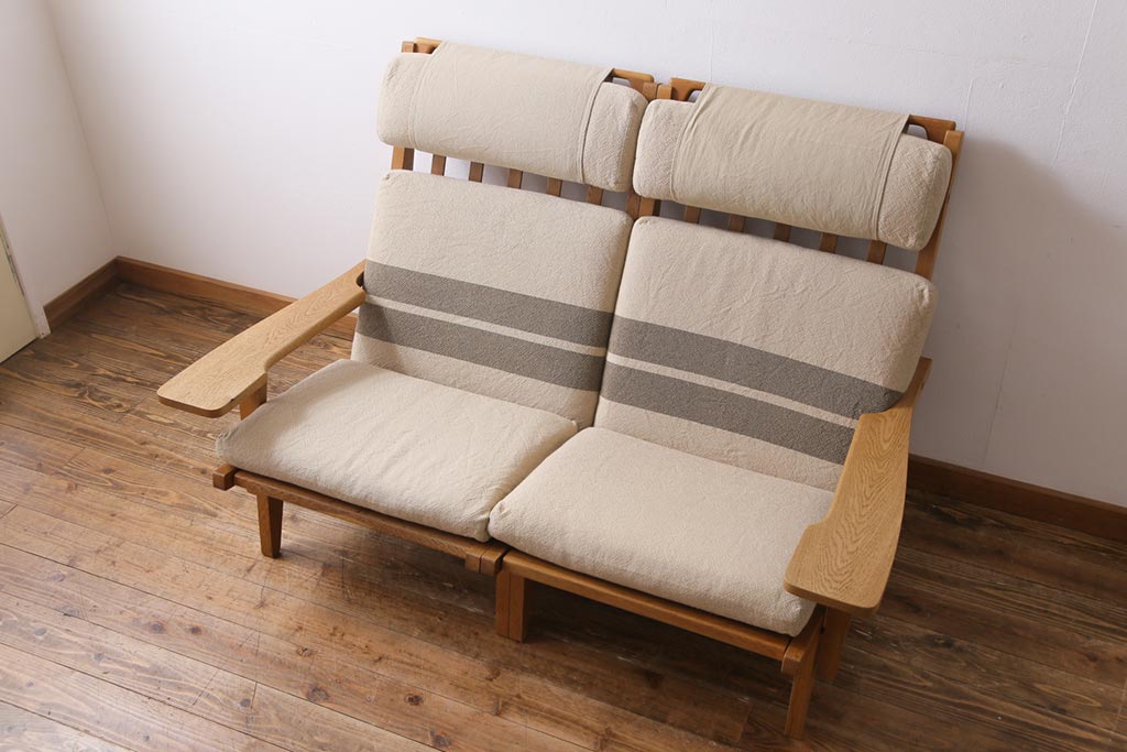 ビンテージ家具　北欧ヴィンテージ　Hans J Wegner(ハンス・J・ウェグナー)　GETAMA(ゲタマ) GE375  ハイバックイージーチェア(二人掛けソファ、ソファ)