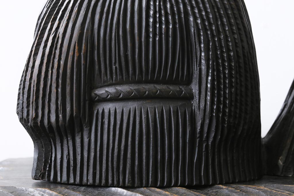 アンティーク雑貨　昭和期　民芸品　宇野広芳　木彫り　味わいのある表情の水戸農人形(置き物、ディスプレイ)