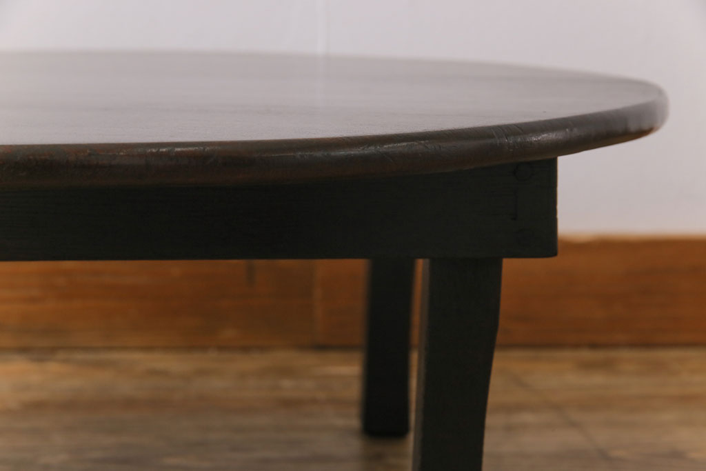 レトロ家具　昭和レトロ　渋みのある懐かしい雰囲気の丸ちゃぶ台(座卓、ローテーブル)