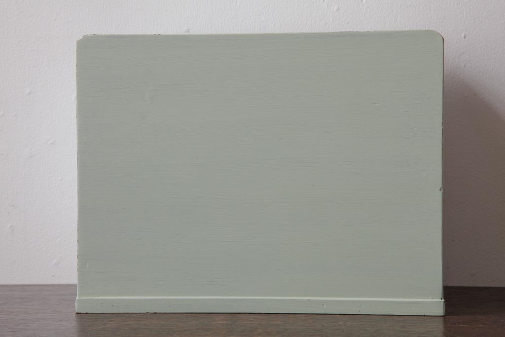 アンティーク雑貨　ペイント家具　淡いグリーンがレトロなソーイングボックス(裁縫箱、小引き出し、小物収納)