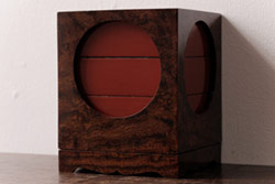 アンティーク雑貨　和製アンティーク　外箱ケヤキ材　杢目が印象的な小物収納に活躍する野弁当箱(遊山箱)