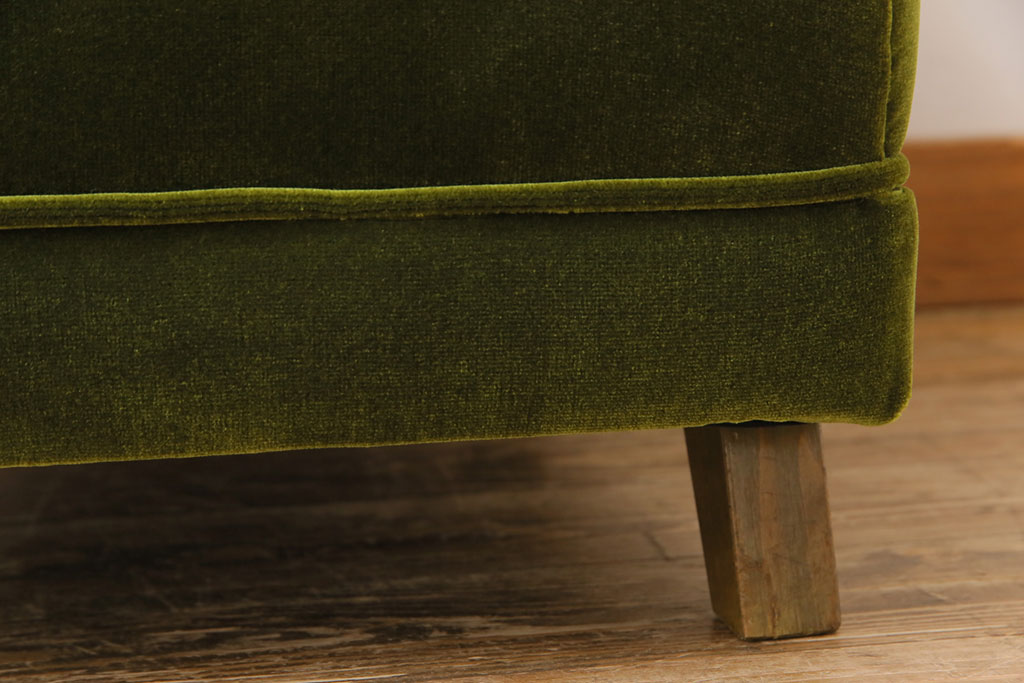 レトロ家具　昭和レトロ　厚みのある座面が可愛らしい1Pソファ(1人掛け、アームレスソファ、チェア、椅子)(2)
