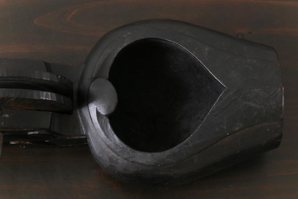 アンティーク雑貨　和製アンティーク　大正昭和初期　ケヤキ材　彫刻　味わいのある墨壺(墨壷、大工道具)
