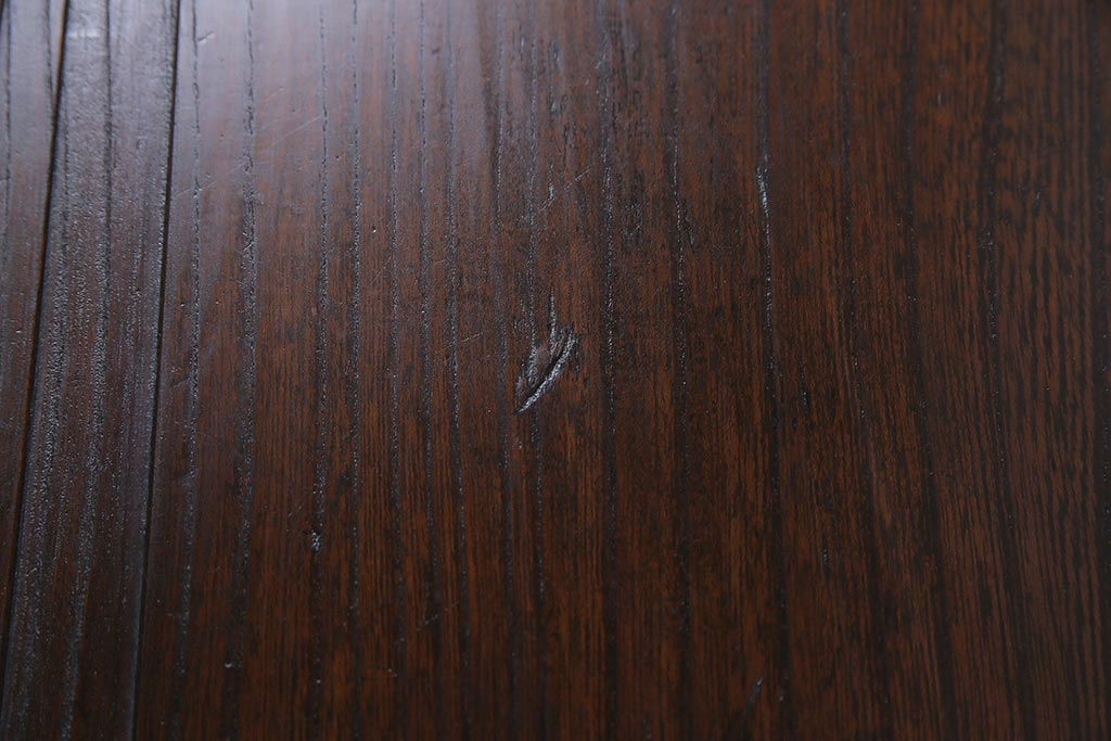 古材リメイク　ケヤキ材一枚板　ダイナミックな杢目を堪能できる鉄脚テーブル(作業台、カフェテーブル)