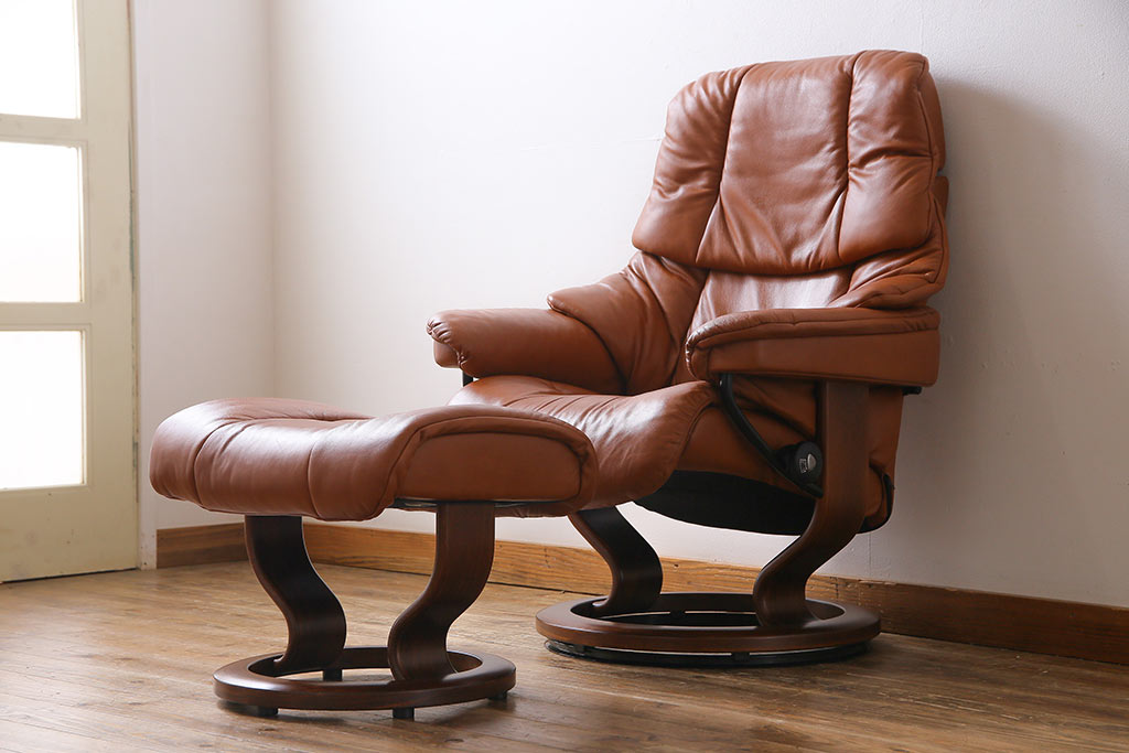 中古 EKORNES(エコーネス) 本革 オットマン付き ストレスレス レノ ...