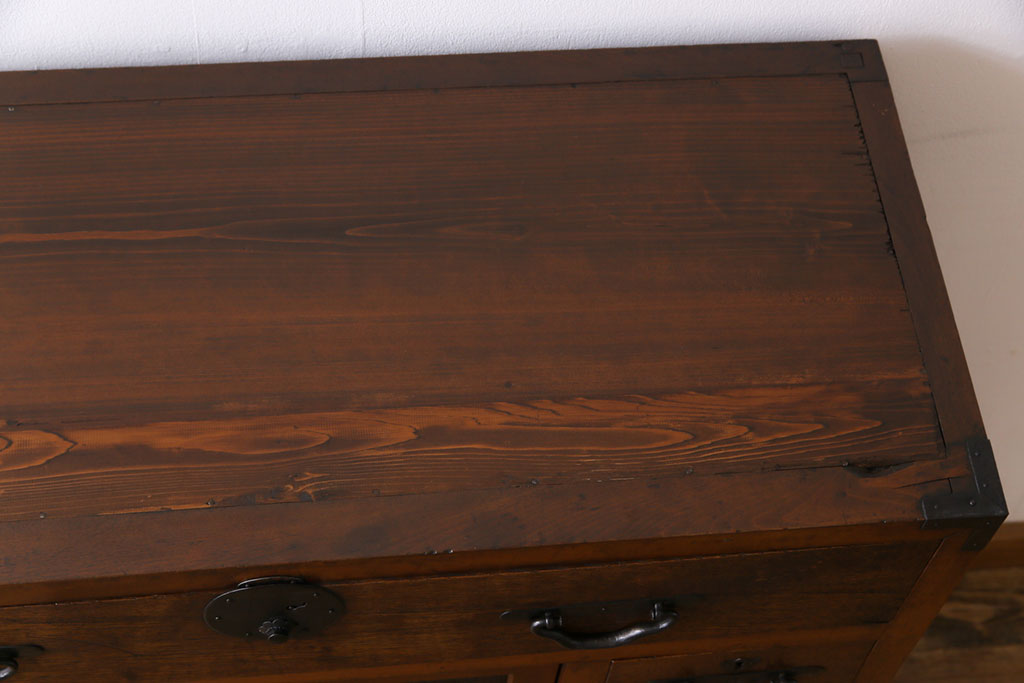 アンティーク家具　大正昭和初期　カバ材　上品な和の趣あふれる帳場箪笥(収納棚)