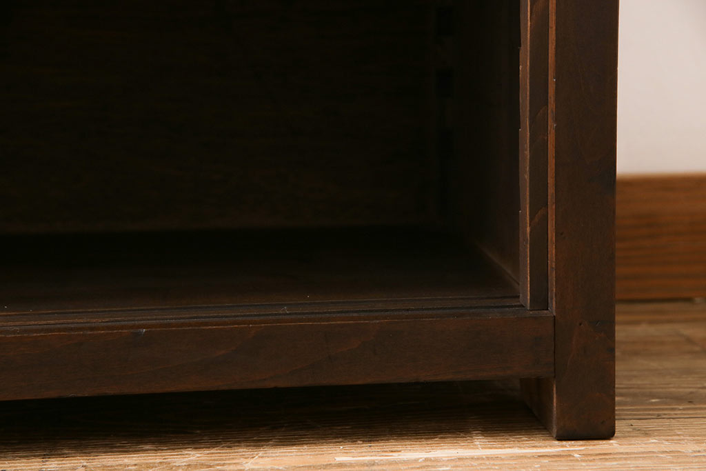 アンティーク家具　昭和中期　ヒノキ材　落ち着いた色味のシンプルなオープンラック(収納棚、飾り棚)