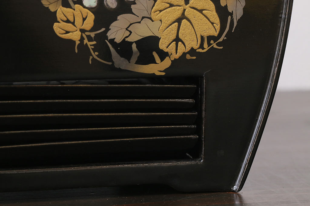 アンティーク雑貨　和製アンティーク　昭和初期　金彩・螺鈿　木製漆器菓子器(菓子入れ、銘々皿)