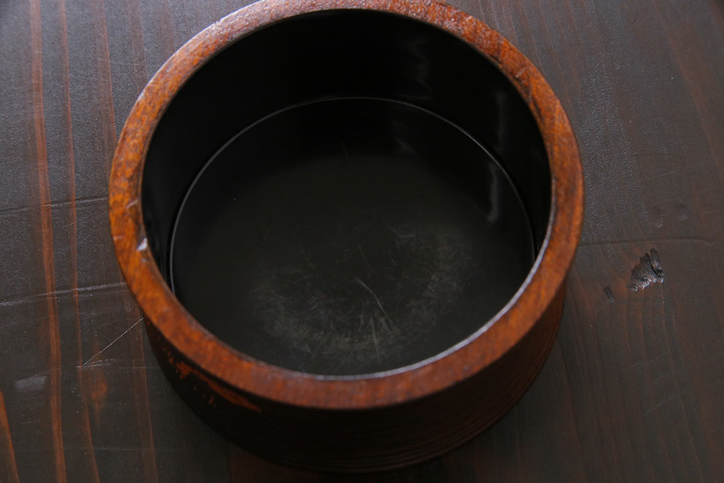 アンティーク雑貨　大正昭和初期　木製漆器　竹をモチーフにした徳利袴3客セット(小物入れ)
