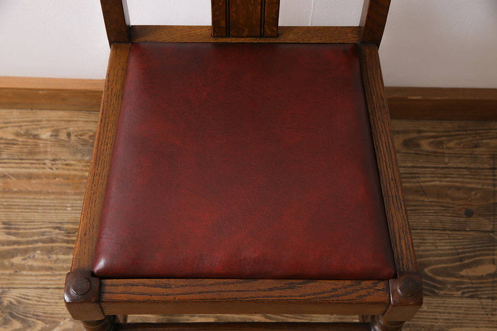 アンティーク家具　イギリスアンティーク　ボビンレッグ　優雅さと格好良さが織り交ざるオーク材製ダイニングチェア(椅子)(1)