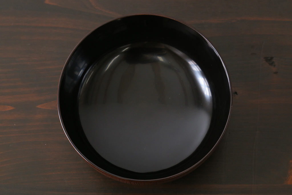 和製アンティーク　輪島塗　高蒔絵　瓢箪の図　上質な蓋付き木製椀(漆器、和食器)5客セット(3)
