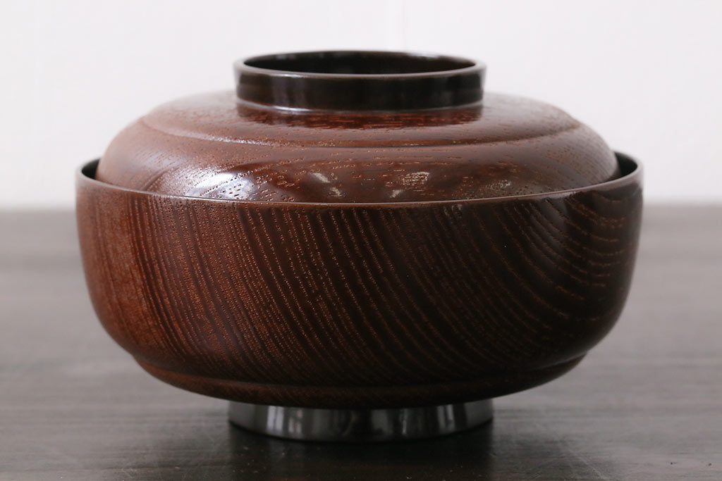 和製アンティーク　輪島塗　高蒔絵　瓢箪の図　上質な蓋付き木製椀(漆器、和食器)5客セット