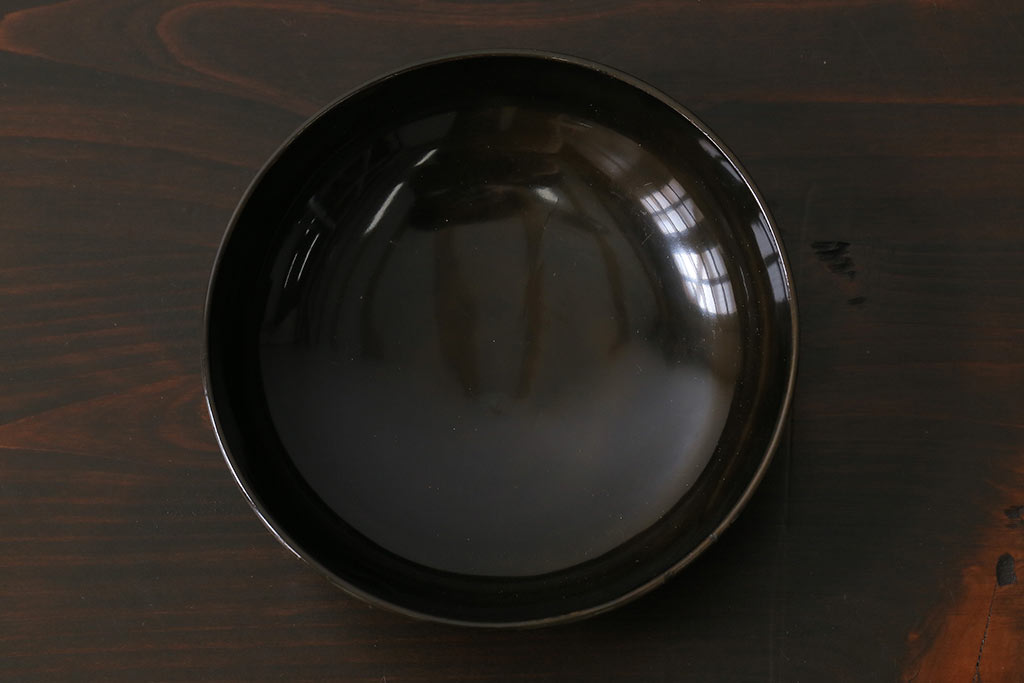 和製アンティーク　大正昭和初期　蝶や草花の蒔絵が品のある木製のお椀5客セット(漆器)