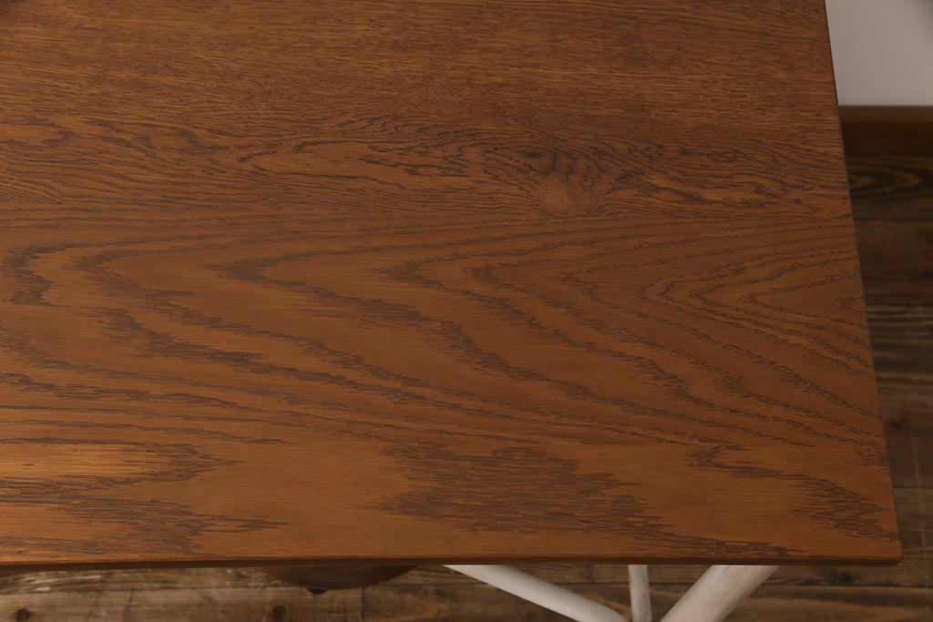 ラフジュ工房オリジナル　ペイント　アンティークホワイト　4脚格納スツールのテーブル(作業台、ダイニングテーブル)
