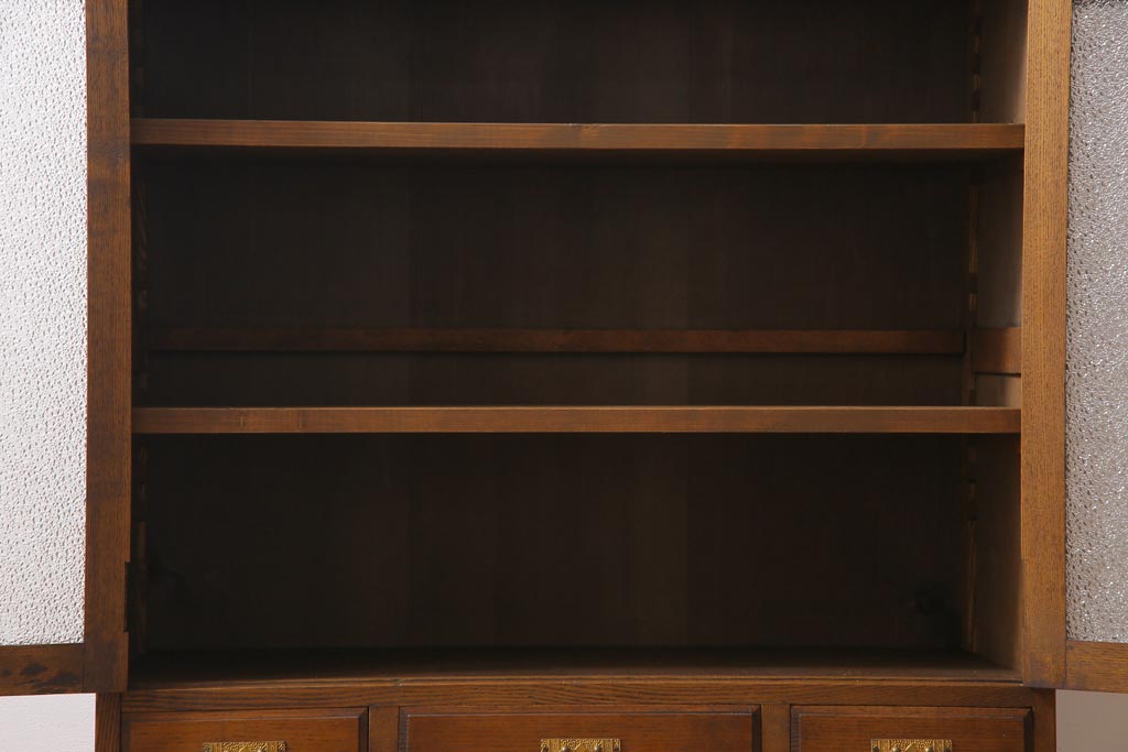 アンティーク家具　昭和初期　ダイヤガラス入り　大正ロマンの雰囲気が魅力のブックケース(収納棚、食器棚、本箱)