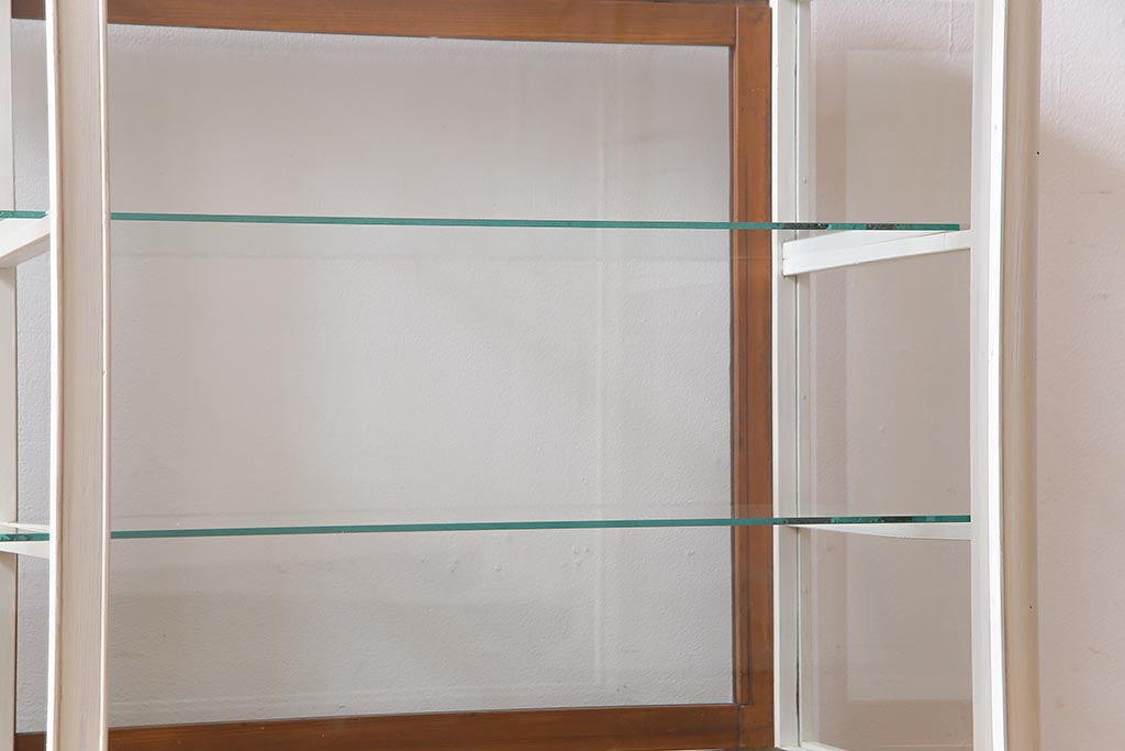 ペイント家具　レトロで落ち着いたカラーのガラスケース(ショーケース、陳列棚)
