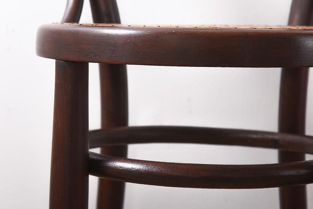 アンティーク家具　イギリスアンティーク　編み座面　ベントウッドバルーンバックチェア(曲げ木、ダブルループ、椅子)
