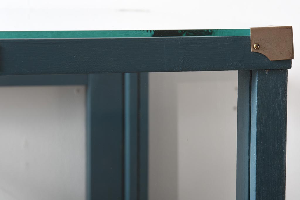 ペイント家具　縦型デザイン　シックなペイントカラーが素敵なガラスケース(ショーケース、飾り棚、陳列棚)