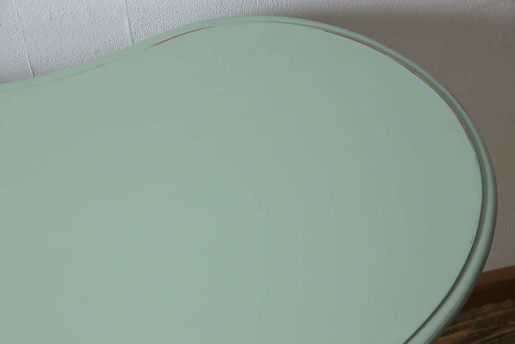 フランスヴィンテージ　淡いペイントカラーのガラスケース(キャビネット、飾り棚、ビンテージ)(定価約20万円)