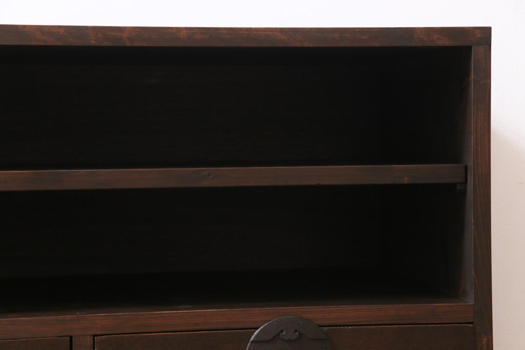 ラフジュ工房オリジナル　リメイク家具　古い箪笥の引き出しを使ったローボード(テレビボード、収納棚)