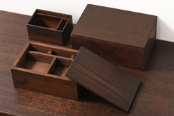 アンティーク雑貨　昭和初期　小物収納に便利な味わいのある木箱3個セット(小箱、印箱)
