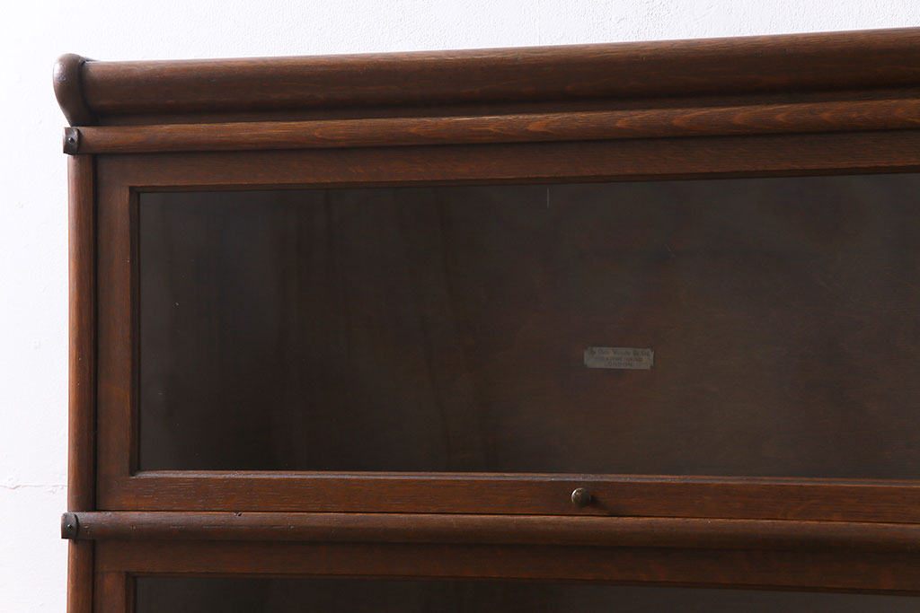 アンティーク家具　イギリスアンティーク　オーク材　グローブヴェルニッケ社製　シンプルかつ上品な佇まいが魅力のスタッキングブックケース(収納棚、食器棚、本箱)