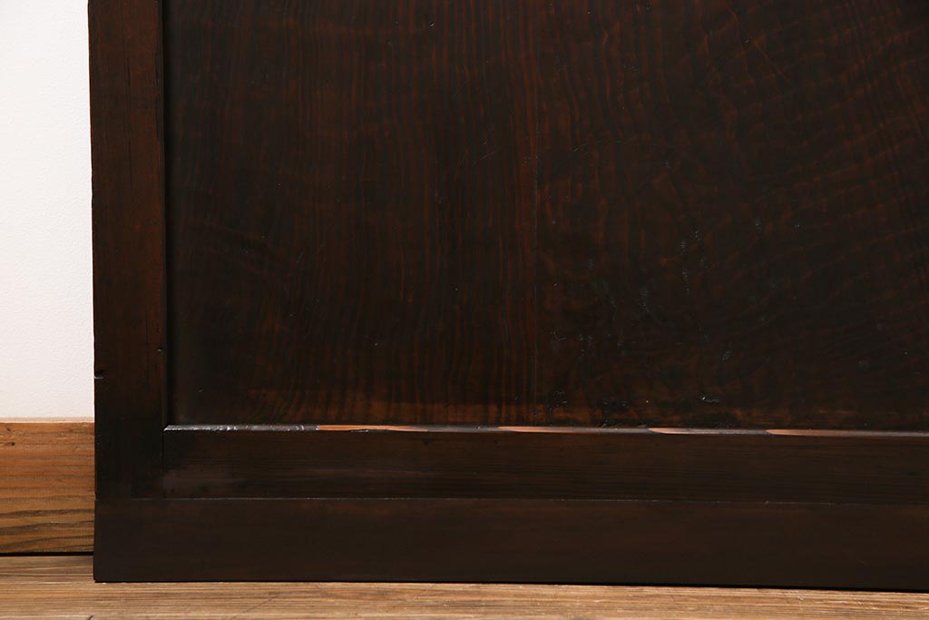 和製アンティーク　杉材　倹飩式裏ガラス　上品な和の空間づくりにおすすめなガラス入り格子帯戸3枚セット(建具、引き戸)