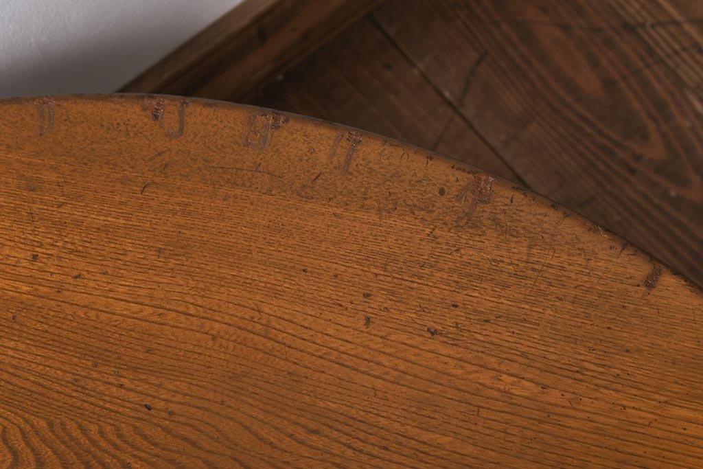 レトロ家具　昭和初期　栓材　レトロで風情のある丸ちゃぶ台(座卓、ローテーブル)