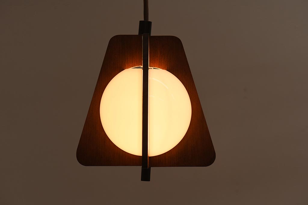 昭和期　松下電工　レトロモダンな木製のペンダントライト(天井照明、吊り下げ照明)
