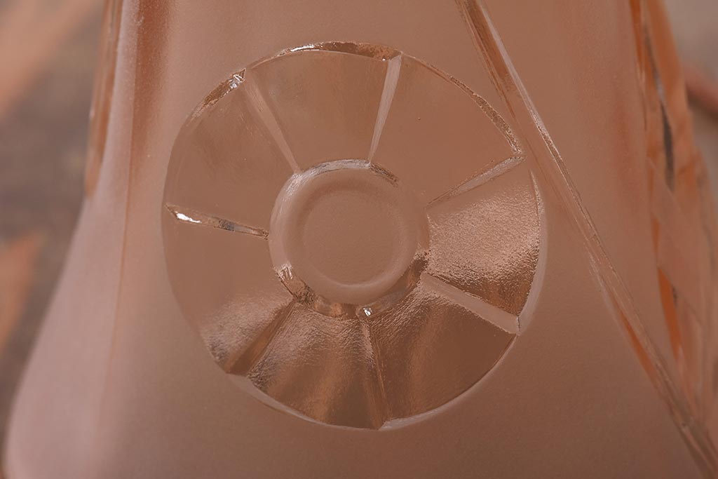 フランスビンテージ　フロストガラス　淡いピンクの色が可愛らしいシェード(ペンダントライト、天井照明)