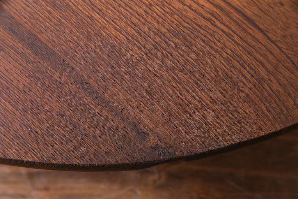 レトロ家具　昭和レトロ　栓材　木の温もりが感じられる丸いちゃぶ台(座卓、ローテーブル)