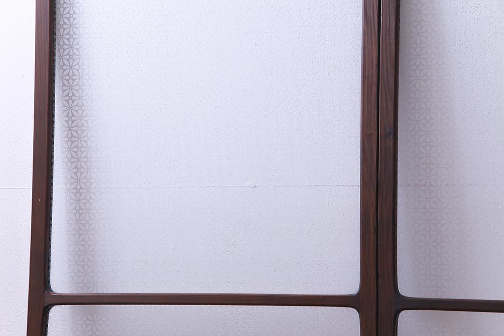 昭和レトロ オリジナル花ガラス 心和む花菱模様のガラス戸(窓