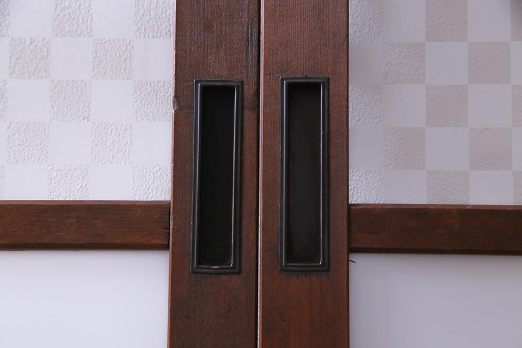 昭和レトロ　異なるガラスを組み合わせたシンプルな引き戸(ガラス戸、建具)4枚組