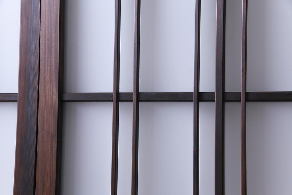 上手物　麻の葉模様ガラス　腰板ケヤキ材　ヒノキ　和の風情あふれるガラス戸4枚セット(建具、引き戸、ガラス帯戸)