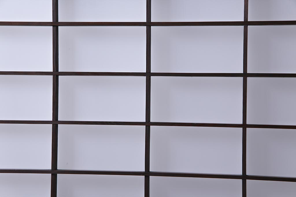 和製アンティーク　昭和初期　すりガラス越しに映る桟が風情感じるガラス戸2枚セット(引き戸、建具)