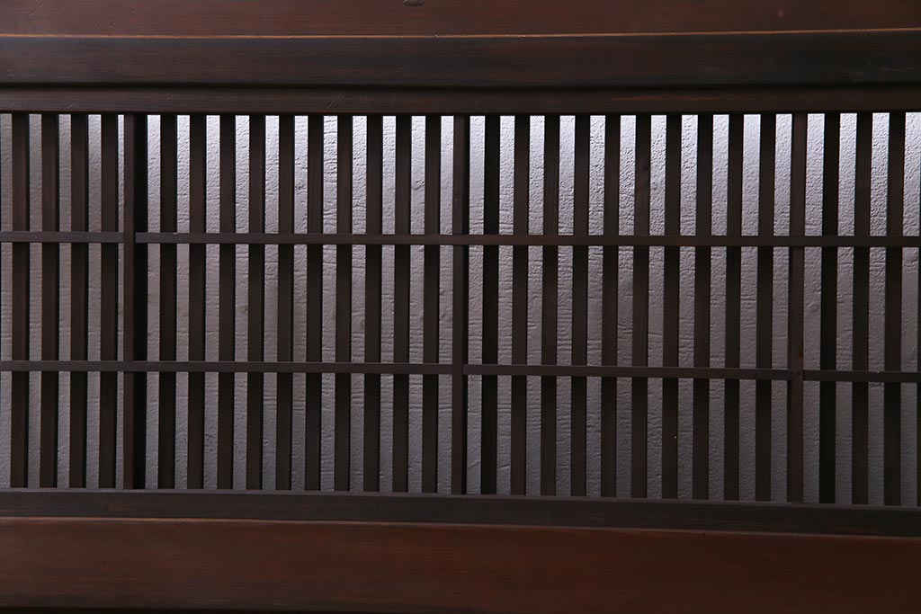 和製アンティーク　腰板ケヤキ材　障子枠付き　和モダンな空間づくりにおすすめな格子戸2枚セット(建具、引き戸)
