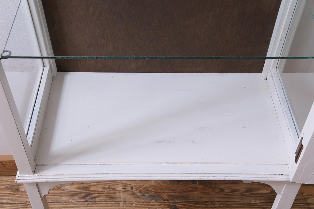 フランスアンティーク　ペイント家具　シャビーシックな雰囲気漂うガラスケース(陳列棚)
