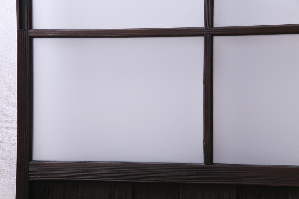 昭和初期　モールガラスとすりガラスを組み入れた和モダンなガラス戸1枚(引戸、建具)